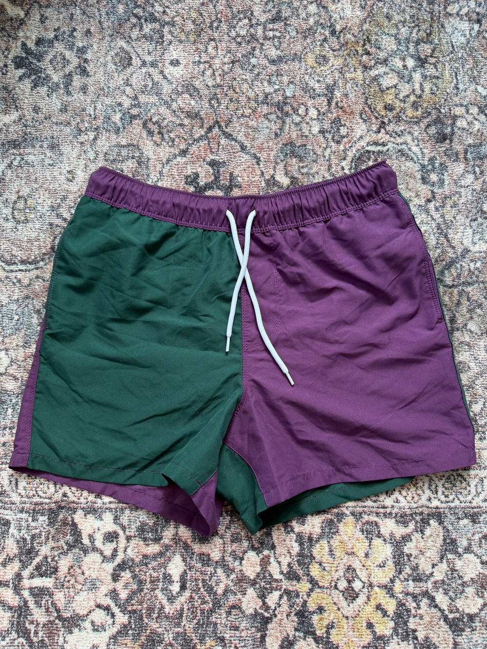 ASOS Two-Tone Green & Purple Athletic Shorts